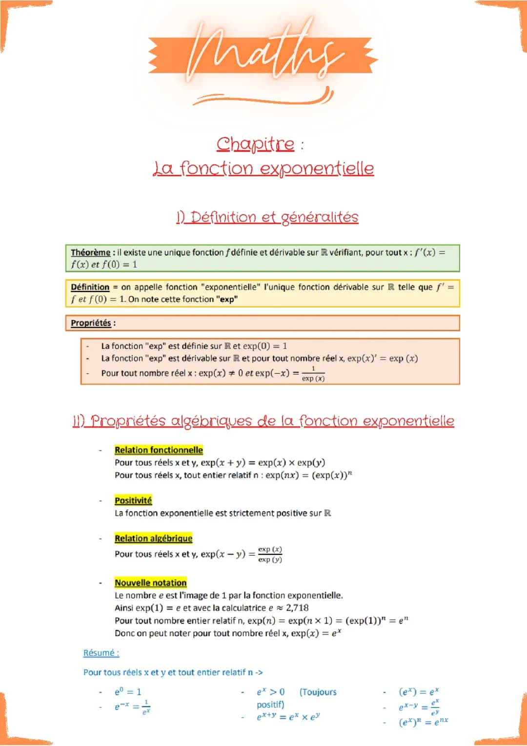 Fonction exponentielle