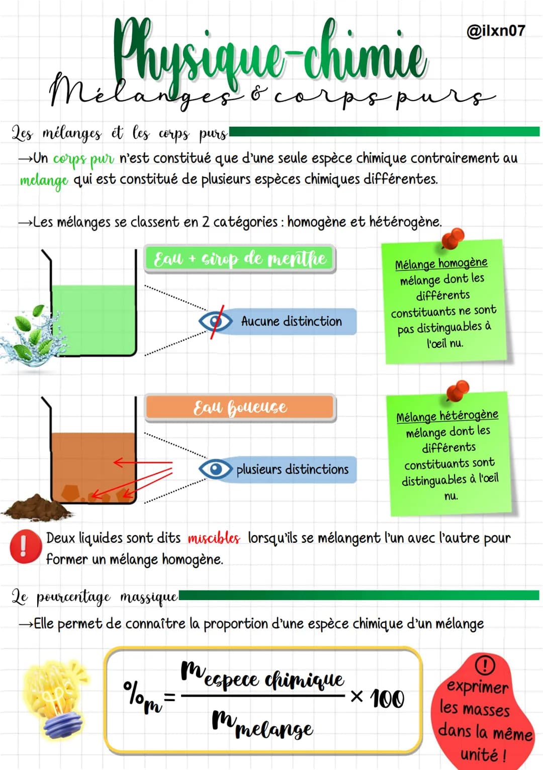 Physique-chimie
Melanges & corps purs
Les mélanges et les corps purs!
→Un corps pur n'est constitué que d'une seule espèce chimique contrair