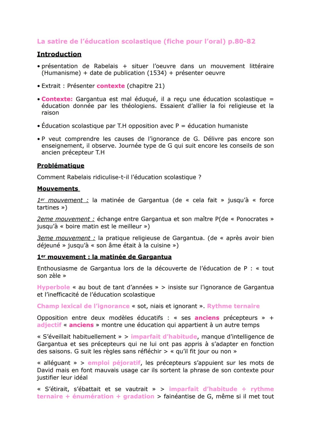 <h2 id="lducationdegargantuaanalyselinaire">L'éducation de Gargantua Analyse Linéaire</h2>
<p>Rabelais, un écrivain humaniste, a publié "Gar