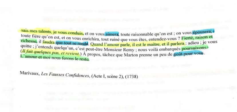 Parcours IV « Théâtre et Stratagème »
Marivaux, Les Fausses Confidences, (1738)
Texte 1: « Cette femme-ci a un rang dans le monde [...] L'Am