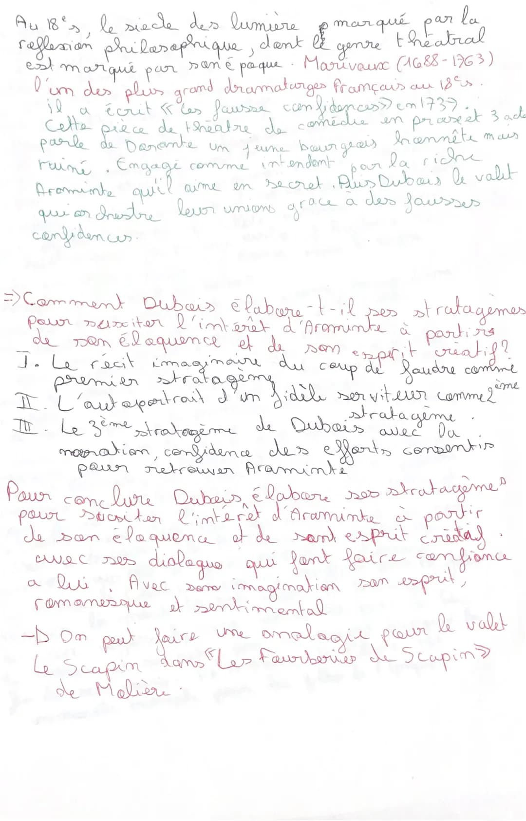 Parcours IV « Théâtre et Stratagème »
Marivaux, Les Fausses Confidences, (1738)
Texte 1: « Cette femme-ci a un rang dans le monde [...] L'Am