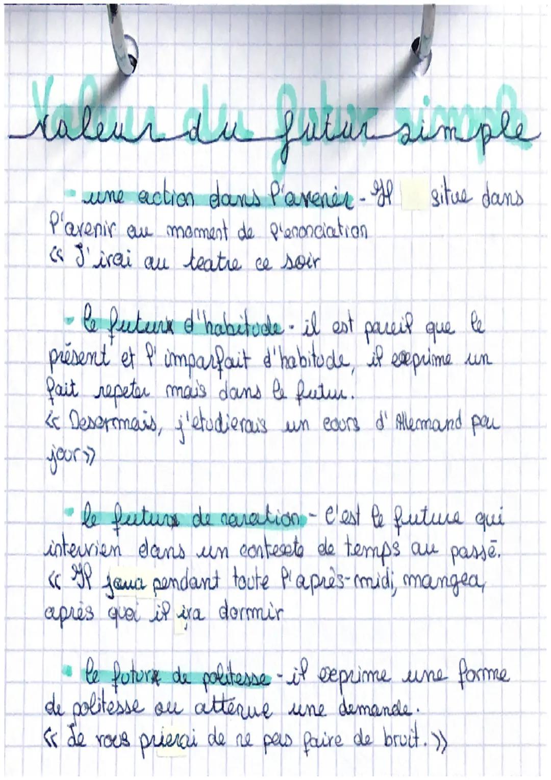 Français
~ les valeur des temps?
Kaleur du présent
- Present d'habitude- exprimé une habitude
cc tout les jours je your a la carsole ei lien