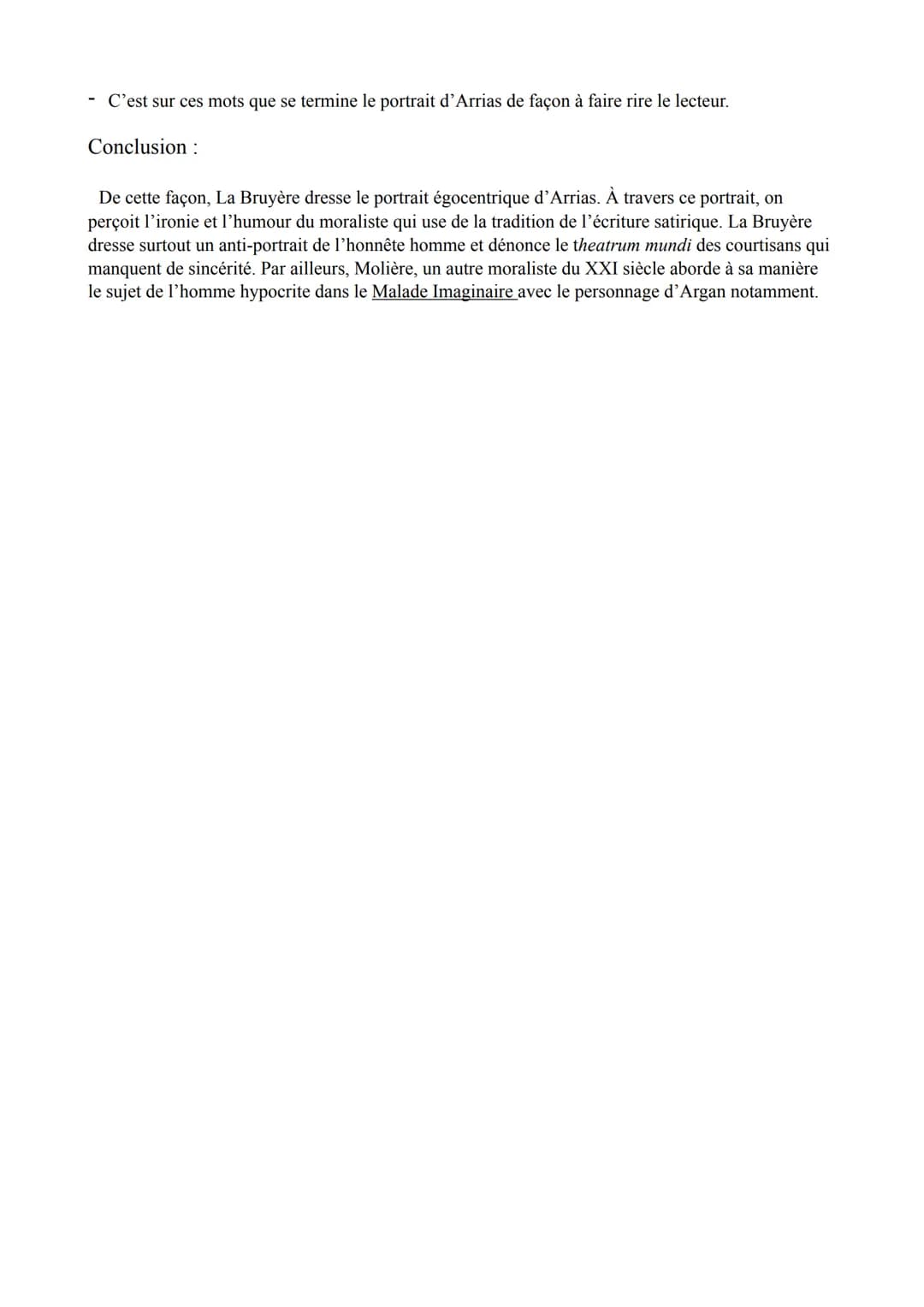 Introduction :
Texte 5 «<Arrias », Les Caractères, La Bruyère
La deuxième moitié du XVIIè siècle est caractérisée par le mouvement du classi