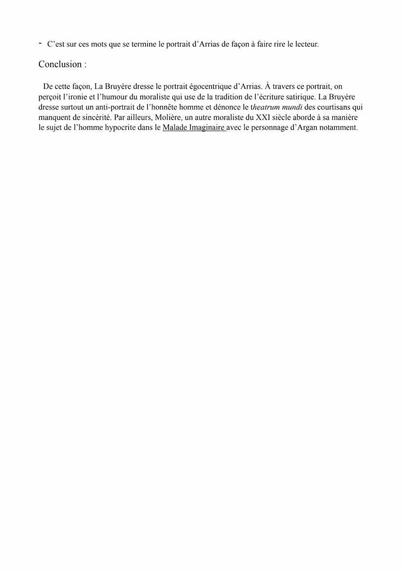 Introduction :
Texte 5 «<Arrias », Les Caractères, La Bruyère
La deuxième moitié du XVIIè siècle est caractérisée par le mouvement du classi