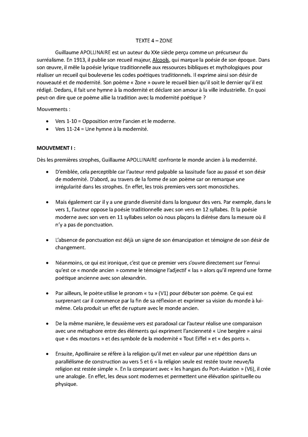 ANALYSE LINEAIRE - ZONE