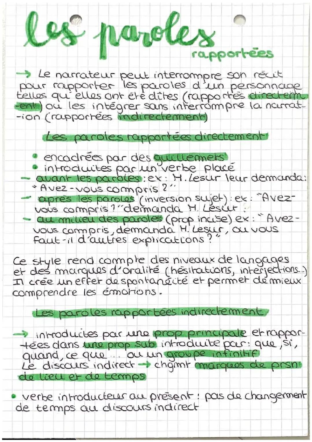 Exercices corrigés discours direct et indirect PDF pour les CM2/3ème