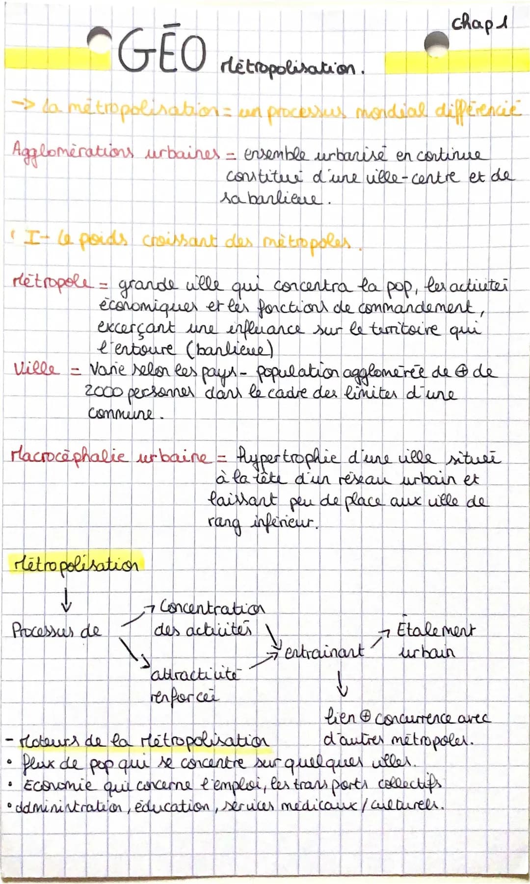 La métropolisation, processus mondial différenciés