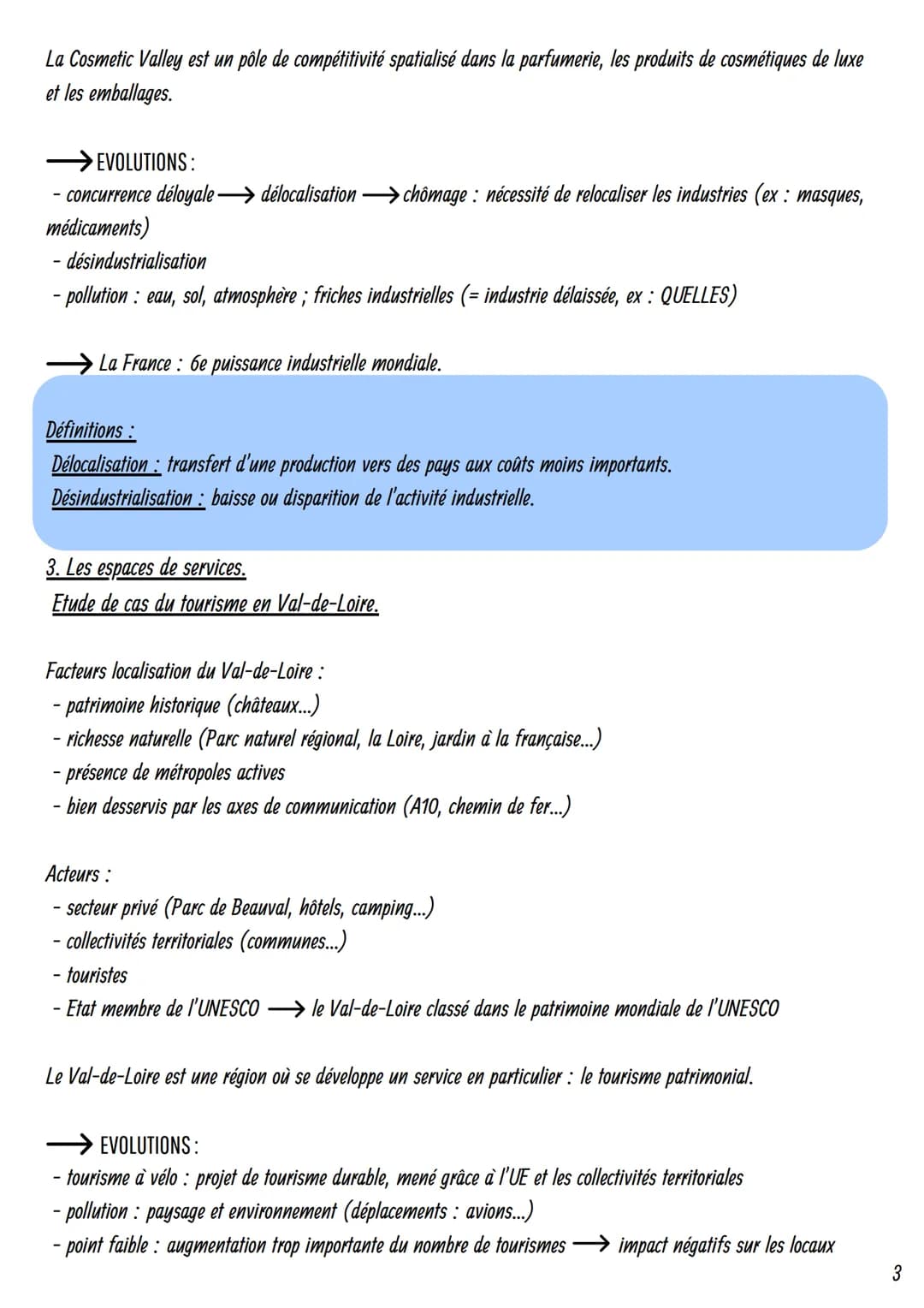 Géographie
Dynamiques territoriales de la France contemporaine
. Les espaces productifs et leurs évolutions.
Définitions :
Espaces productif