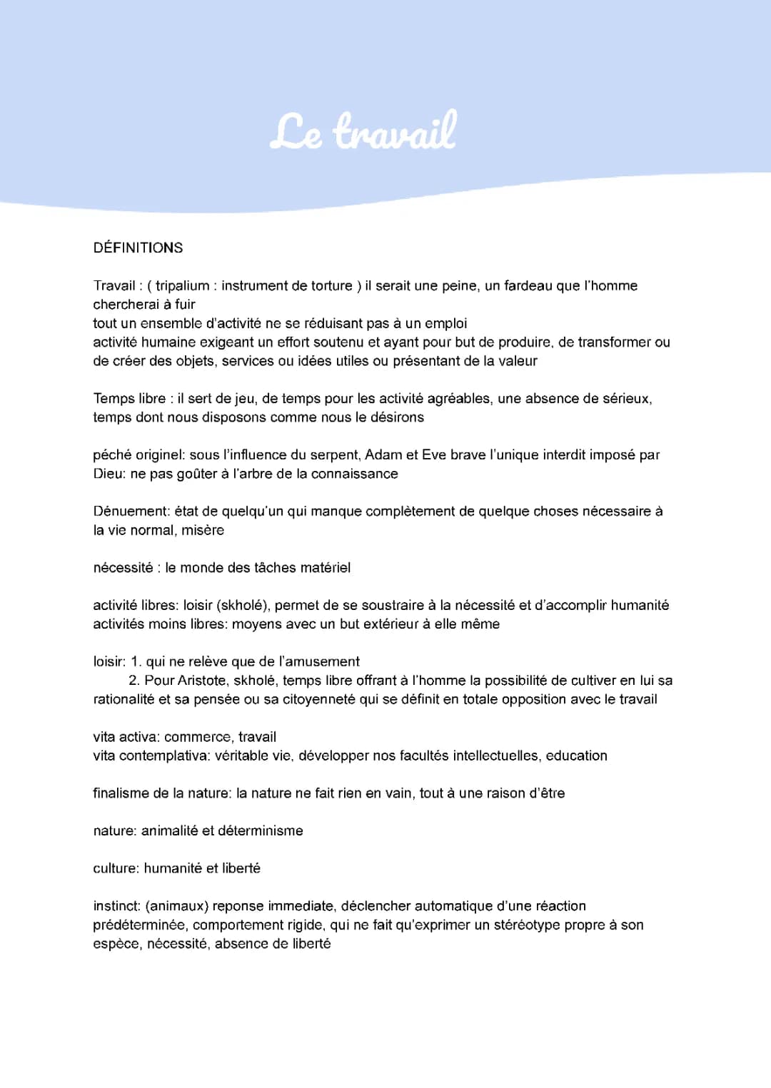Dissertation sur le travail en philo - corrigé et exemples PDF