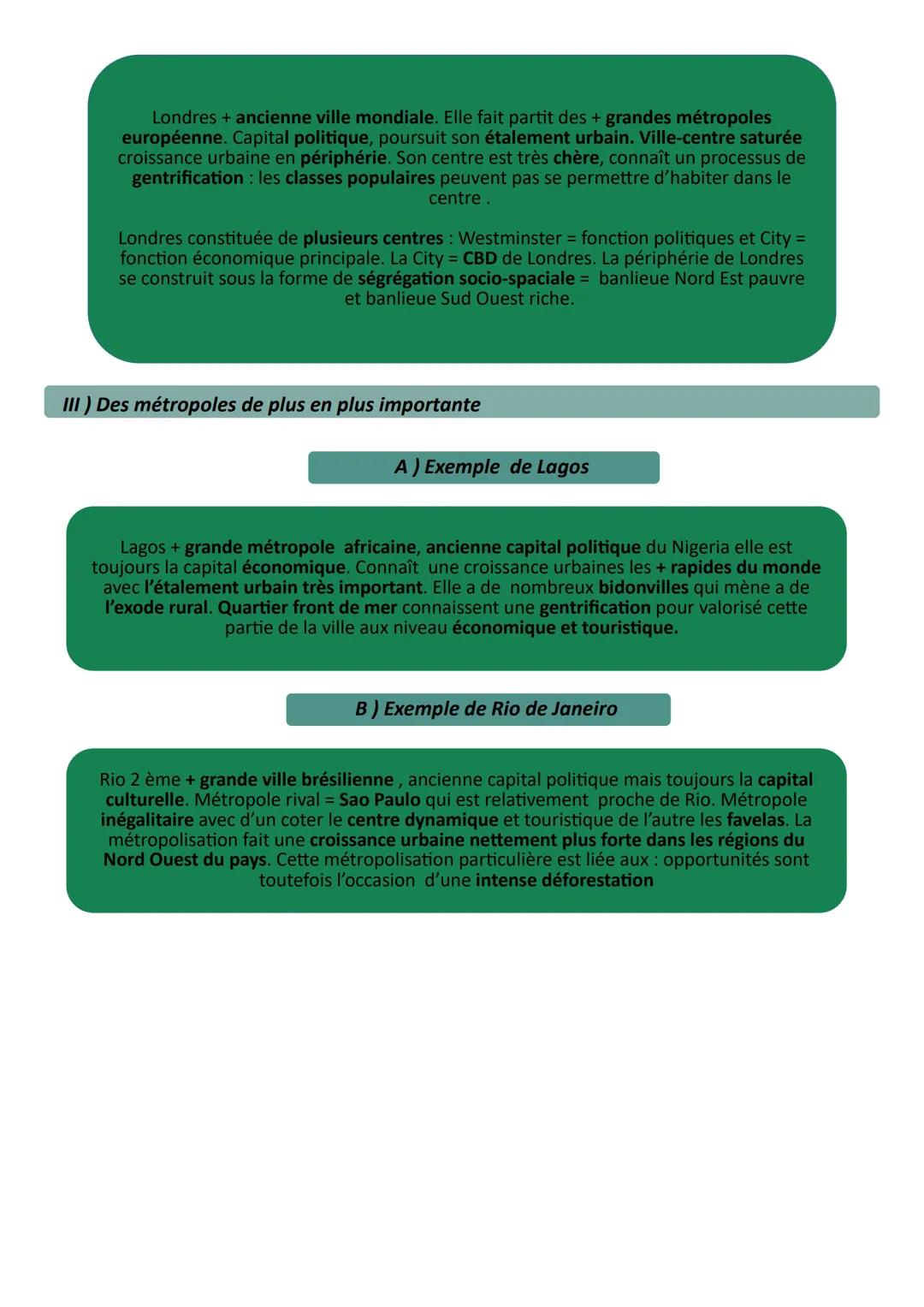 THEME 1
CHAP 1
LIMAUX Oriane
1) Mots clés
Métropolisa
tion
Ville
La Métropolisation
Agglomérati
on
A) Fonctions
Métropole
II) Des métropoles