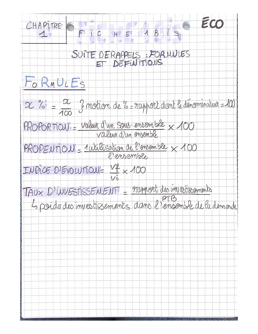 CHAPITRE
11
FORMULES
X% =
SUITE DERAPPELS : FORMULES
ET DEFINITIONS
1 BIS
x
100
} notion de % - rapport don't le dénominateur = 100
PROPORTI