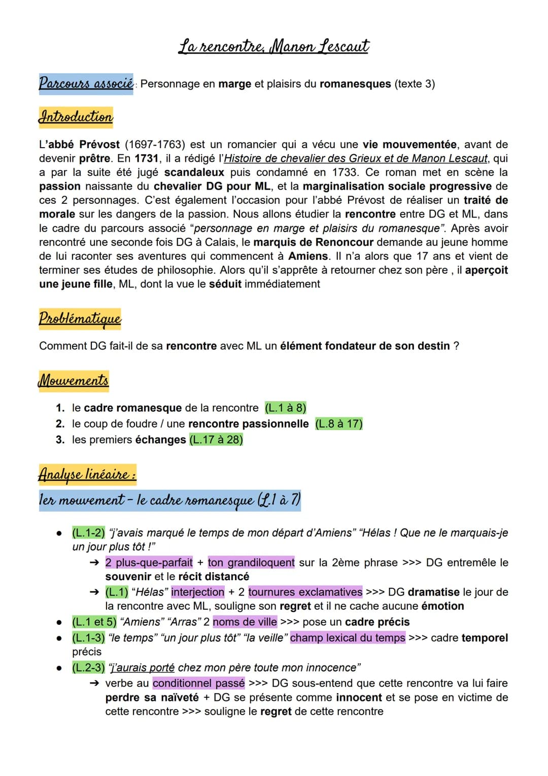 La rencontre, Manon Lescaut
Parcours associé: Personnage en marge et plaisirs du romanesques (texte 3)
Introduction
L'abbé Prévost (1697-176