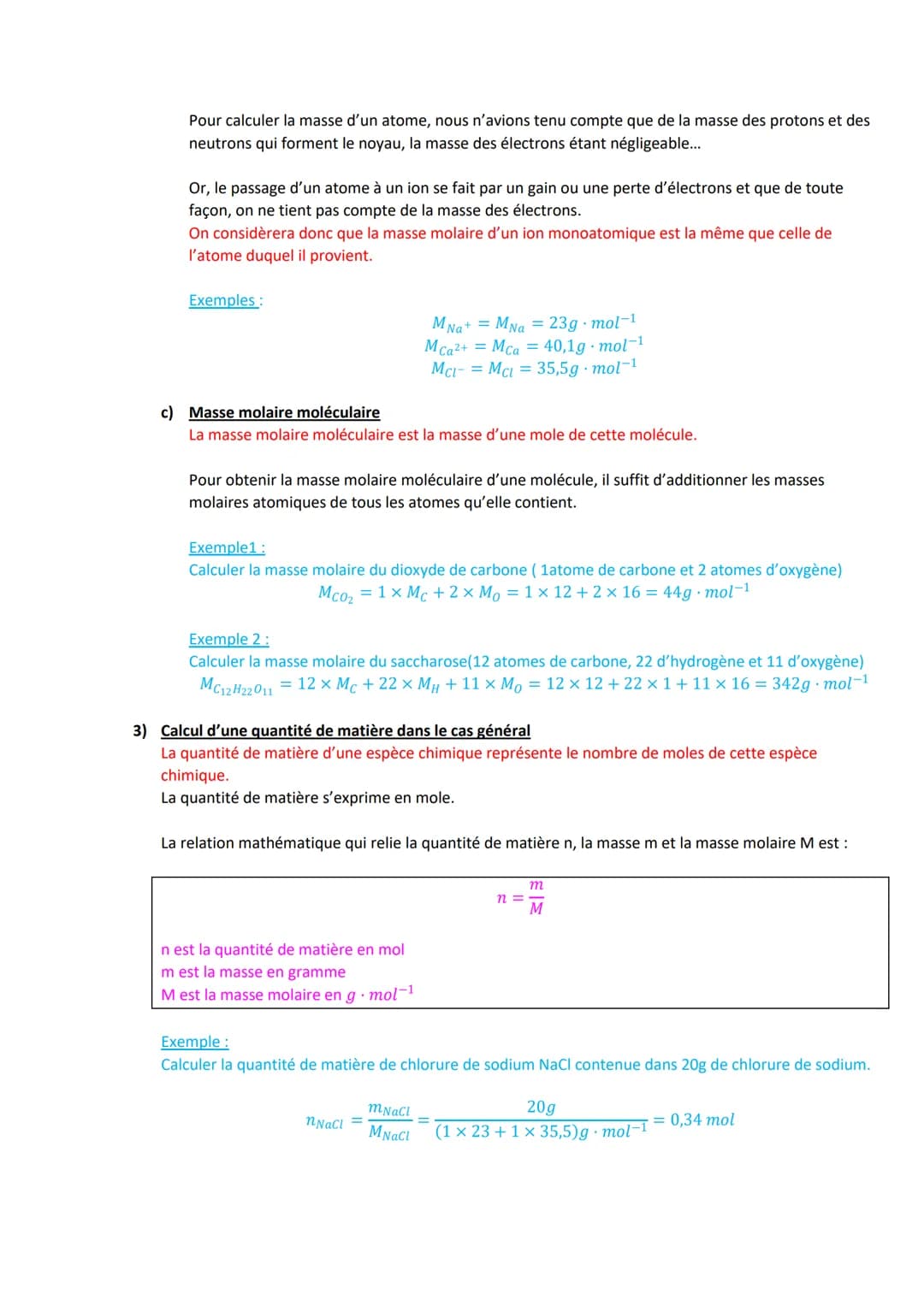 CHAPITRE 1: LA QUANTITE DE MATIERE
A) Masse molaire d'une espèce chimique
1) La constante d'Avogadro
Pour compter les entités chimiques (ato