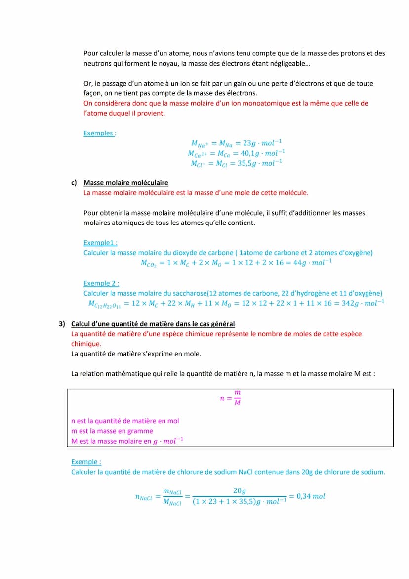 CHAPITRE 1: LA QUANTITE DE MATIERE
A) Masse molaire d'une espèce chimique
1) La constante d'Avogadro
Pour compter les entités chimiques (ato