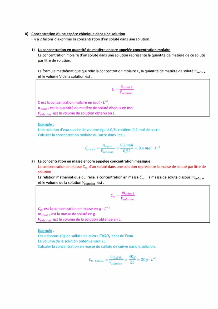 CHAPITRE 1: LA QUANTITE DE MATIERE
A) Masse molaire d'une espèce chimique
1) La constante d'Avogadro
Pour compter les entités chimiques (ato