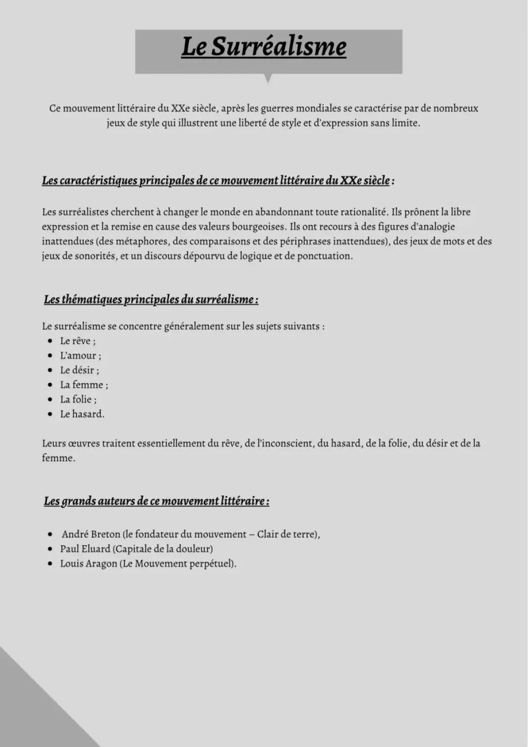 Mouvement : le Surréalisme