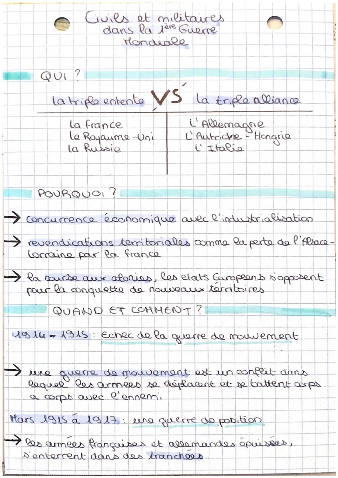 Guils et militaires.
dans la fère Guerre
Hondiale

QUI?

La triple entente VS La triple alliance

La france
Le Royaume-Uni
La Russie

L'Alle