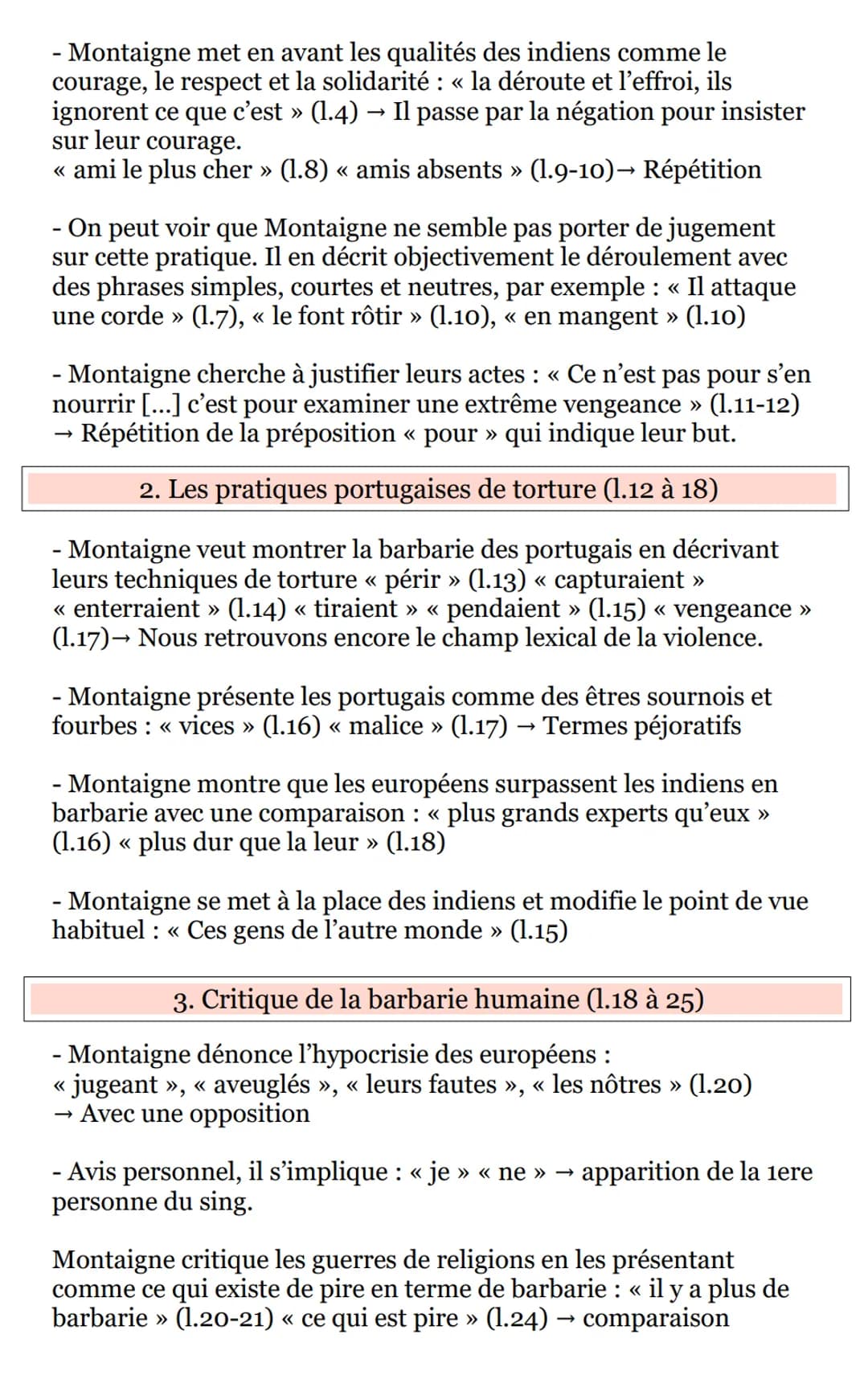 Texte 1 : Les Essais - << Des cannibales >>
Montaigne
-
Introduction :
Ce texte est extrait des Essais de Montaigne
publié en 1592; dans leq