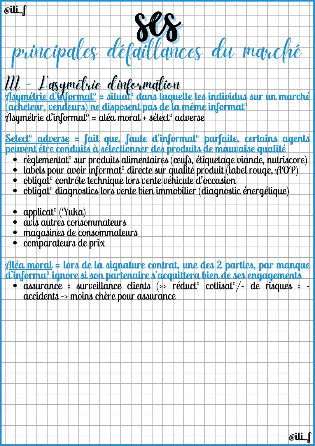 @ili_f
ses
principales défaillances du marché
Défaillance du marché = situation dans laquelle la régulation par le
marché ne conduit pas à u