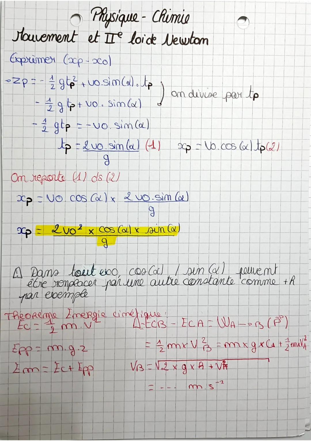 # Physique - Chimie

Mouvement et Ife loi de Newtom

11 Mut rectiligme Vecteur même direct/sons

Si $\vec{a}$ et $\vec{u}$ = m sems - mut ac
