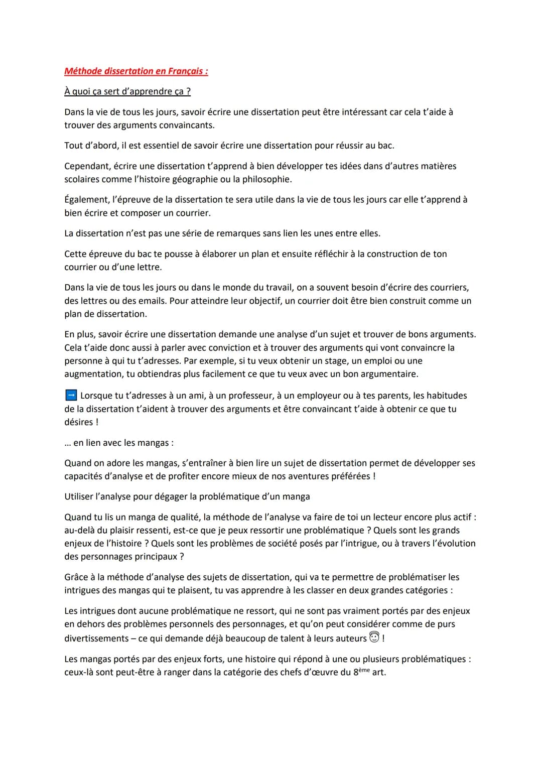 Méthode dissertation en Français :
À quoi ça sert d'apprendre ça ?
Dans la vie de tous les jours, savoir écrire une dissertation peut être i