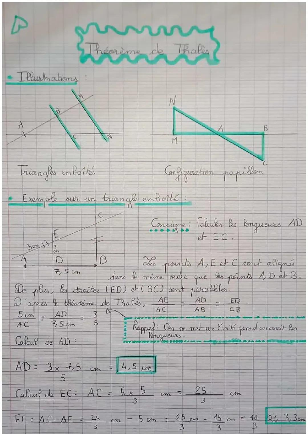 Le théorème de Thalès