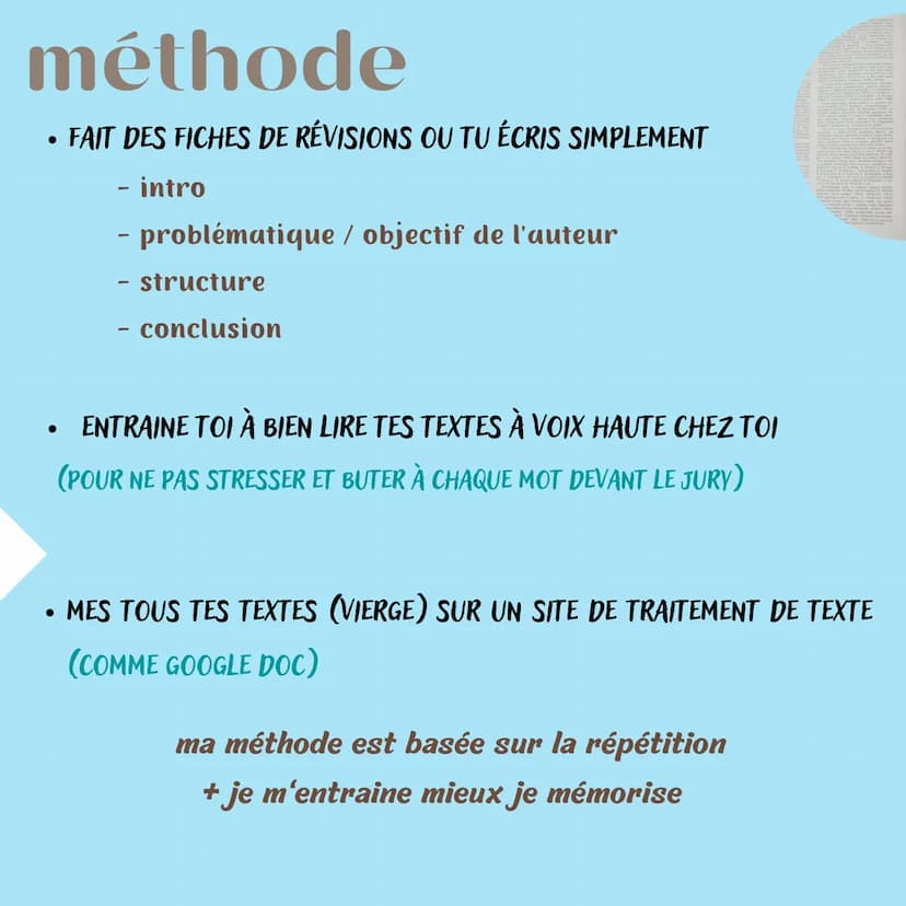 RÉVISE TON
ORAL DE
FRANÇAIS
TIPS
@studyy.and.travel L'oral de français est la dernière épreuve que tu
passes à la fin de la classe de premiè