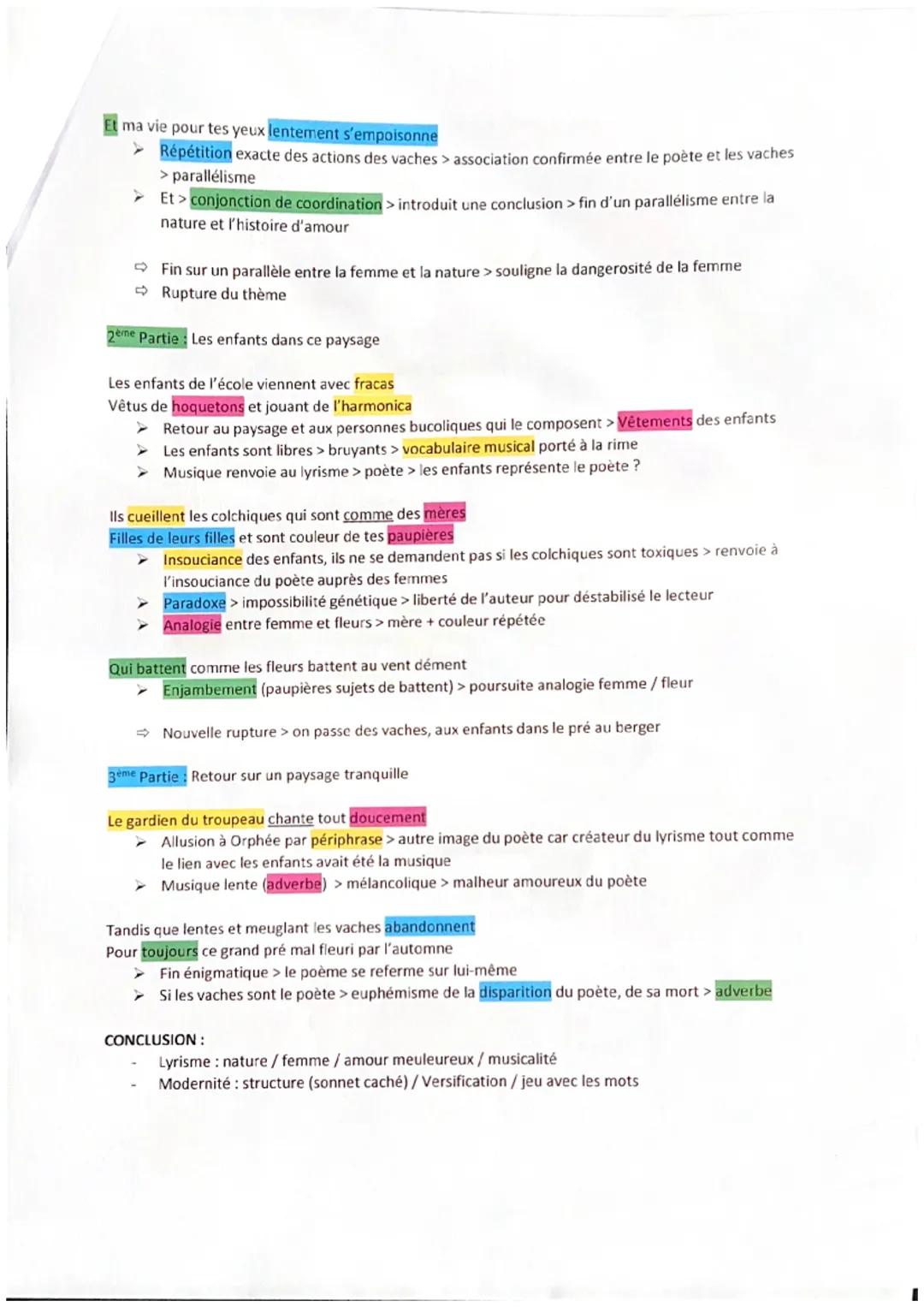 Les Colchiques

Fiche de révision Apollinaire texte 2

Le pré est vénéneux mais joli en automne

Les vaches y paissant

Lentement s'empoison