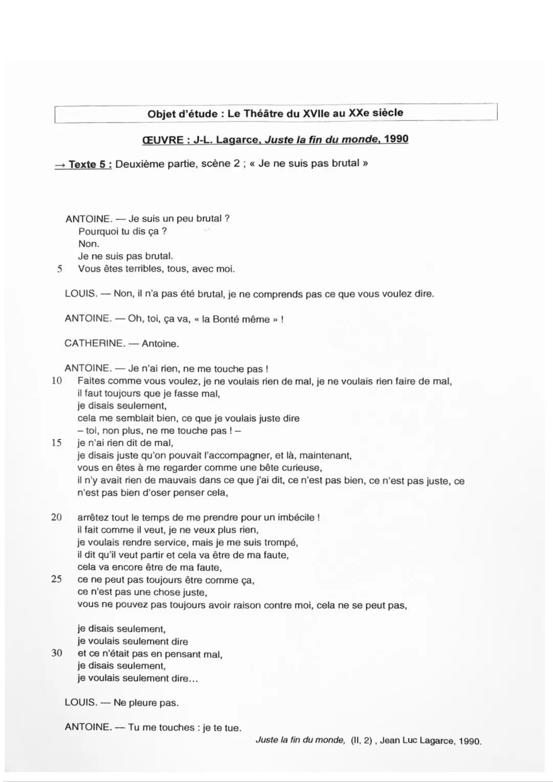Fiche synthèse n°5
INTRODUCTION : Né le 14 février à 1957 à Héricourt, Jean Luc Lagarce,
comédien, metteur en scène, directeur de troupe et 