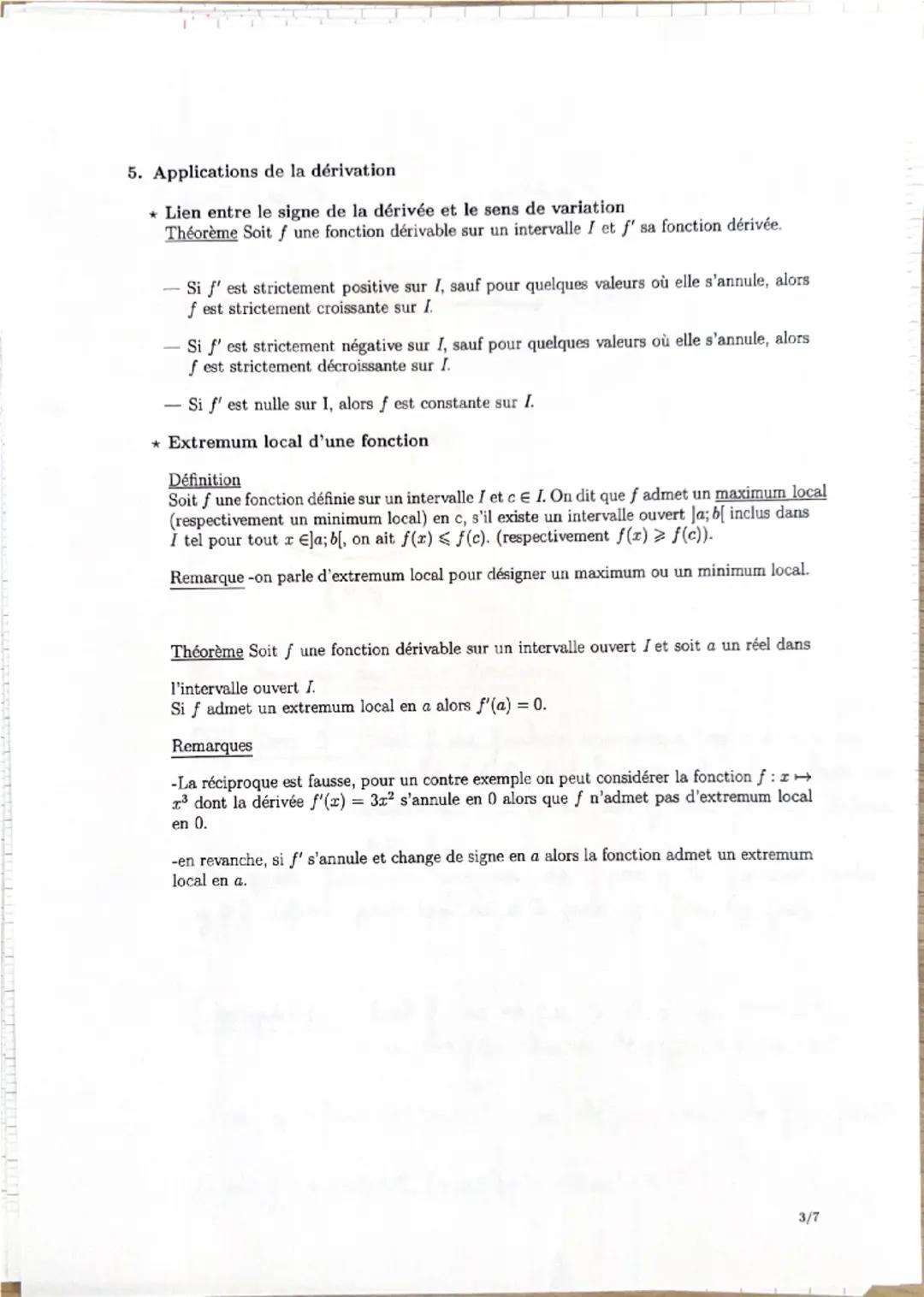 # CHAPITRE 2 : DÉRIVATION ET CONVEXITÉ -
Terminale: spécialité, 2020-2021, A. Elfanni

# I. Fonctions dérivables

## 1. Rappels

Soit $f$ un