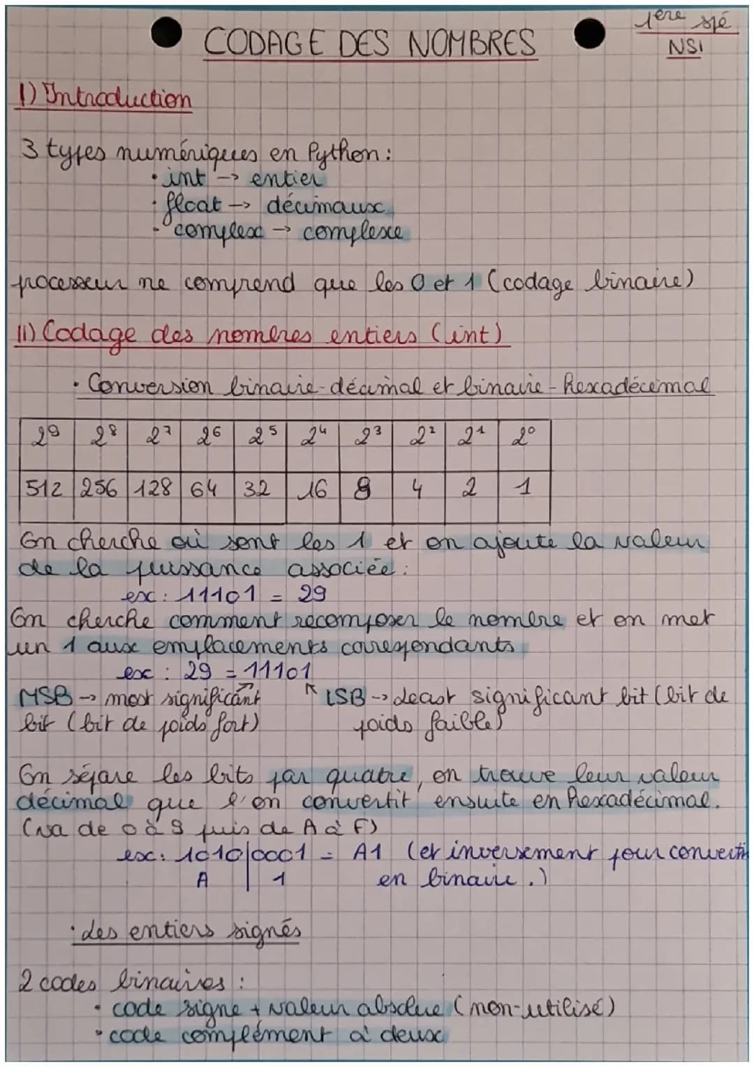 Codage des nombres 