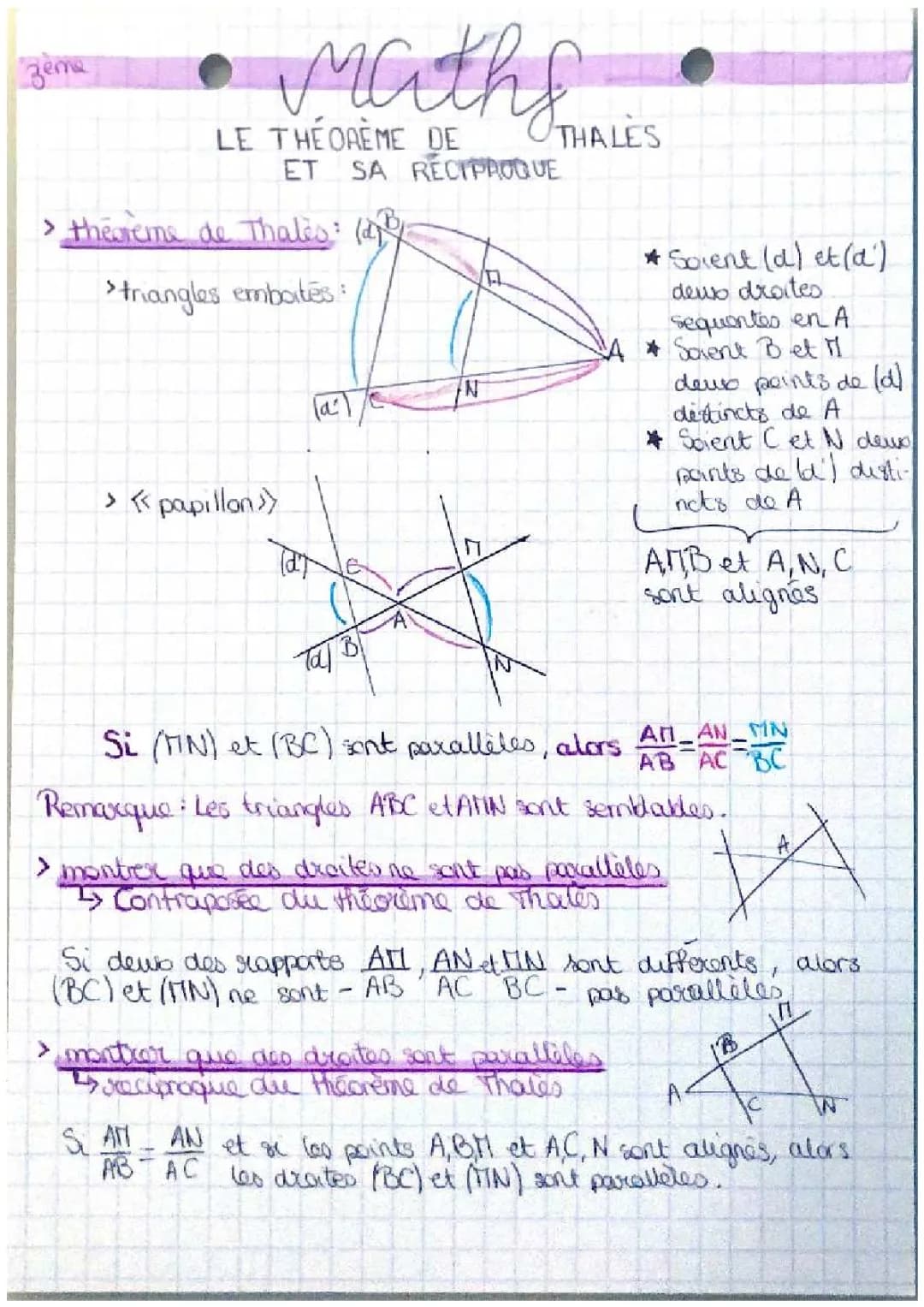 théorème de Thales et sa réciproque 