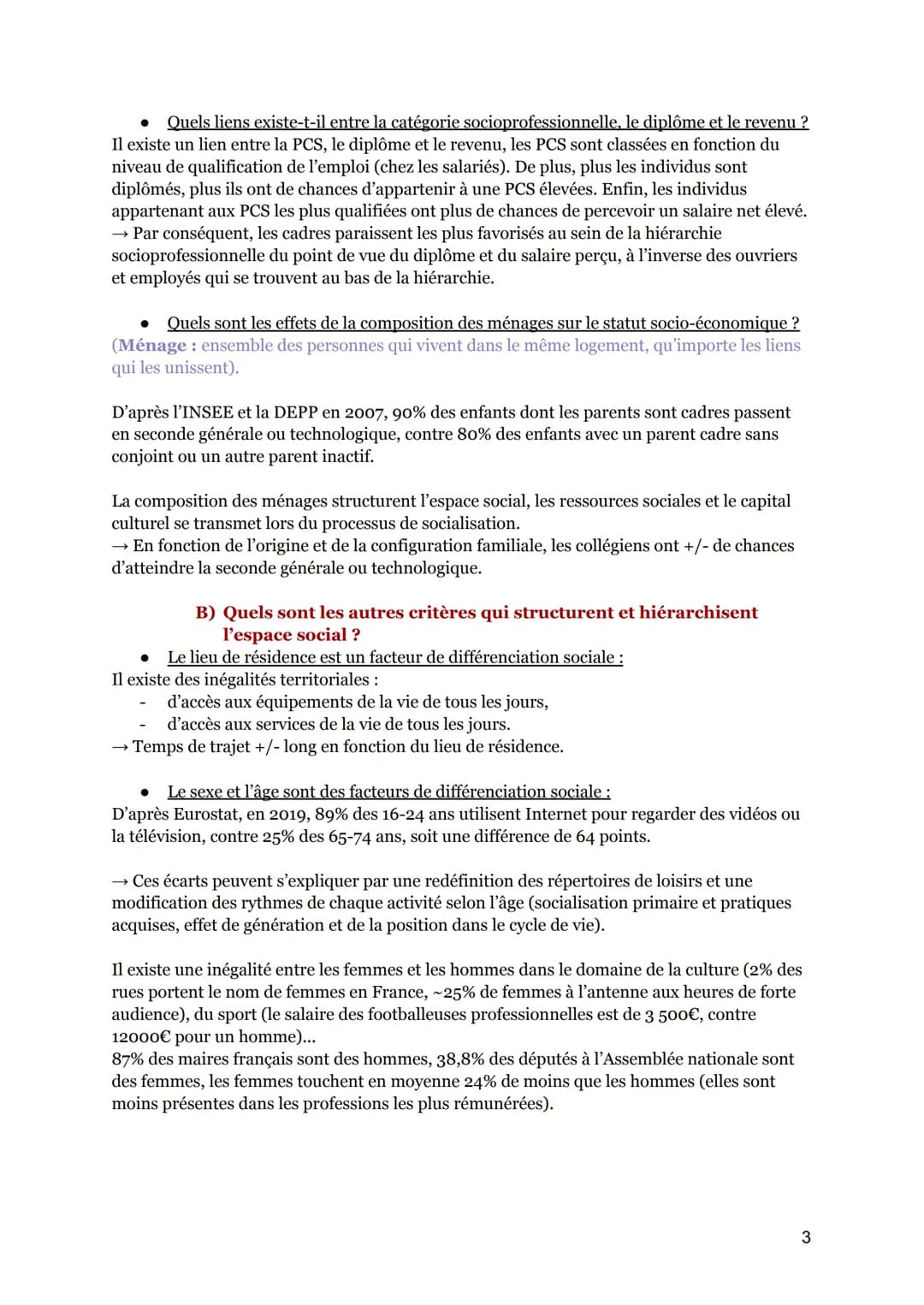 COMMENT EST STRUCTURÉE LA SOCIÉTÉ FRANCAISE ACTUELLE?
QU'EST-CE QUE L'ESPACE SOCIAL?
Espace social: représentation de la hiérarchie sociale 