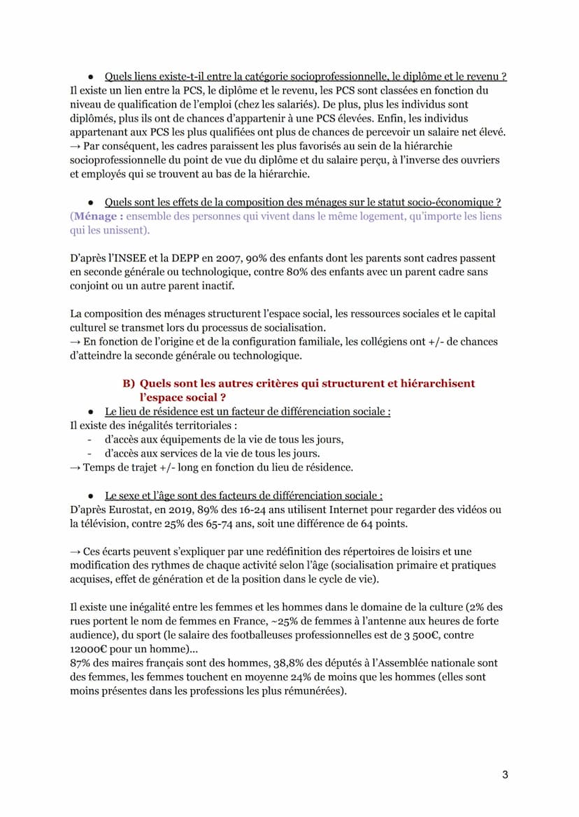 COMMENT EST STRUCTURÉE LA SOCIÉTÉ FRANCAISE ACTUELLE?
QU'EST-CE QUE L'ESPACE SOCIAL?
Espace social: représentation de la hiérarchie sociale 