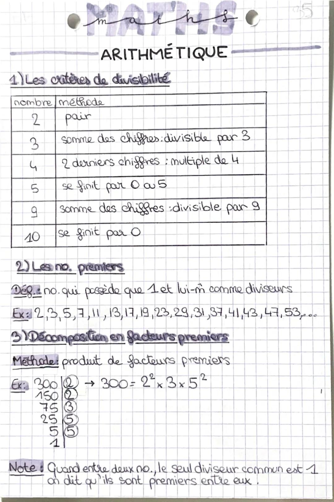 Arithmétique 