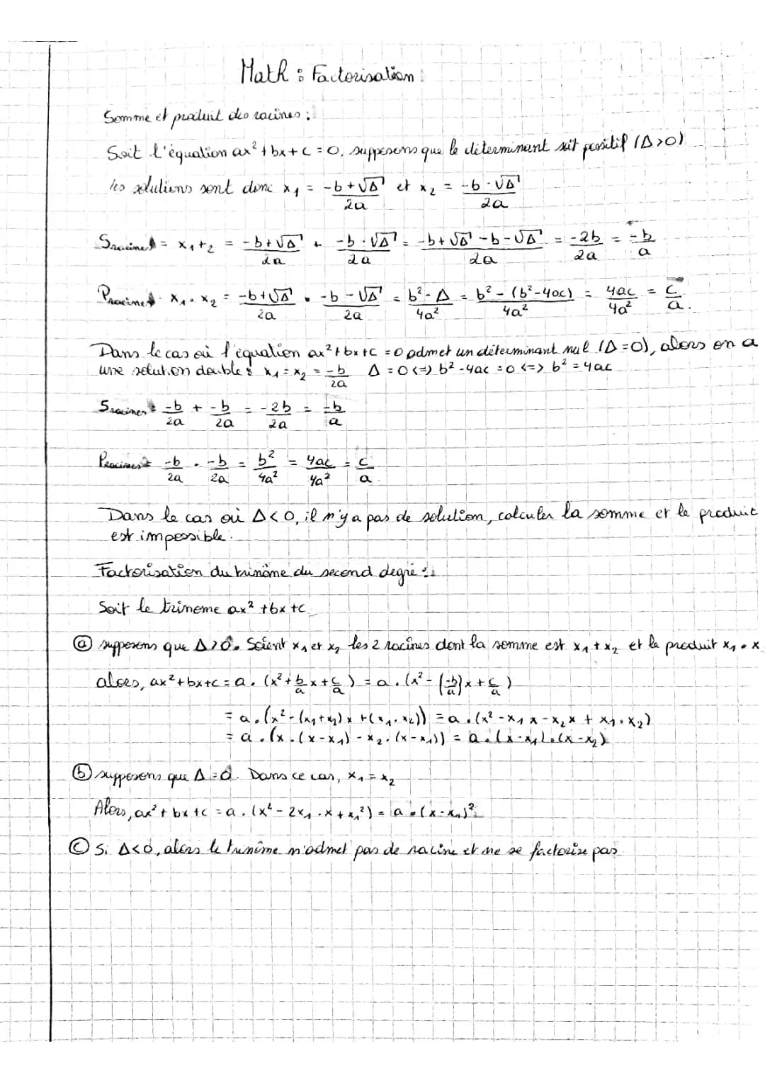 factorisation et somme et produit des racines 