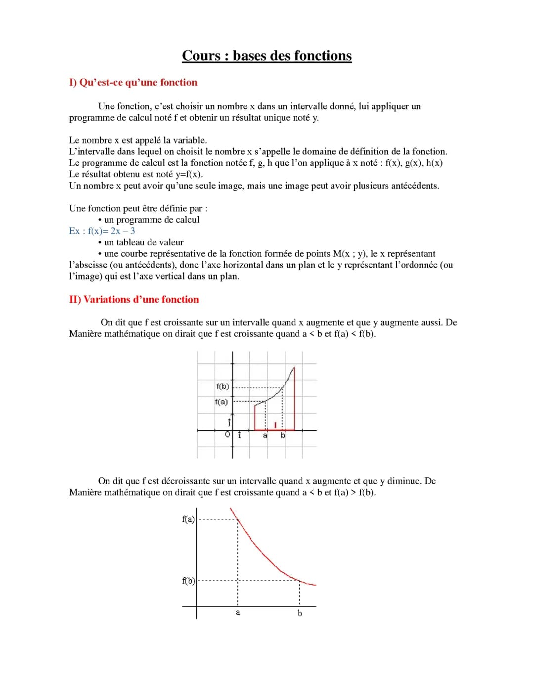 Bases des fonctions