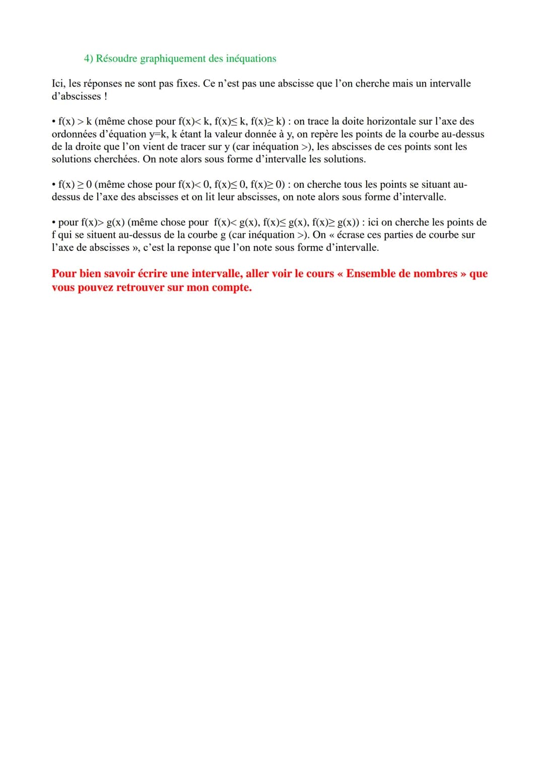 Cours bases des fonctions
I) Qu'est-ce qu'une fonction
Une fonction, c'est choisir un nombre x dans un intervalle donné, lui appliquer un
pr