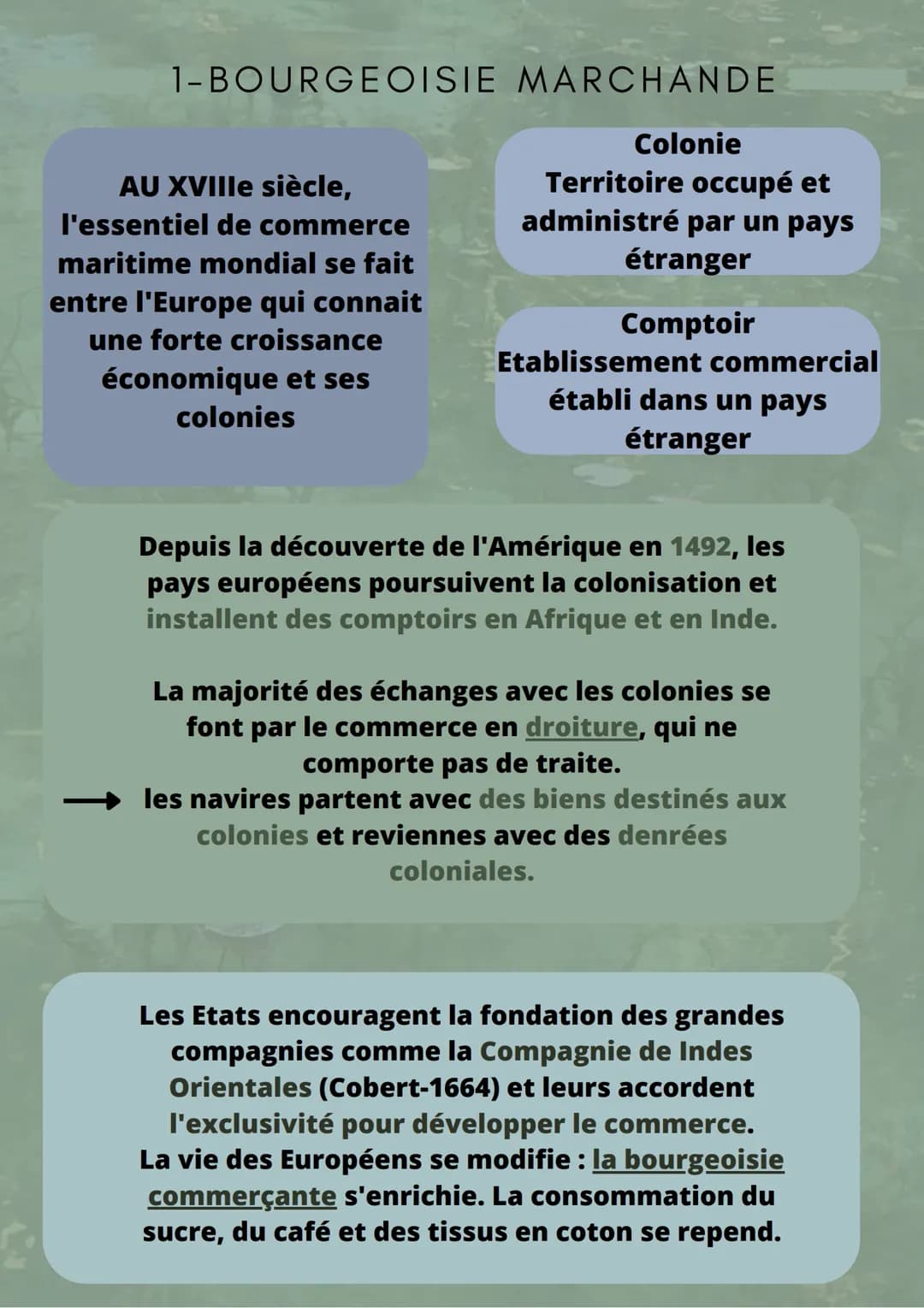 Bourgeoisie marchandes,
négoces internationaux et
traites négrière au XVIIIe
siècle 1-BOURGEOISIE MARCHANDE
AU XVIIIe siècle,
l'essentiel de