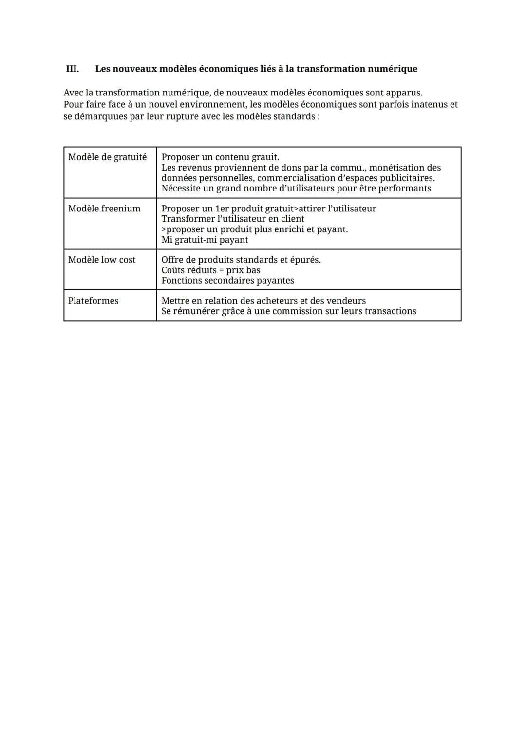 Chapitre 2 : L'analyse du modèle économique des organisations
I. Qu'est ce qu'un modèle économique (BM)
= décrit de façon détaillée de quell