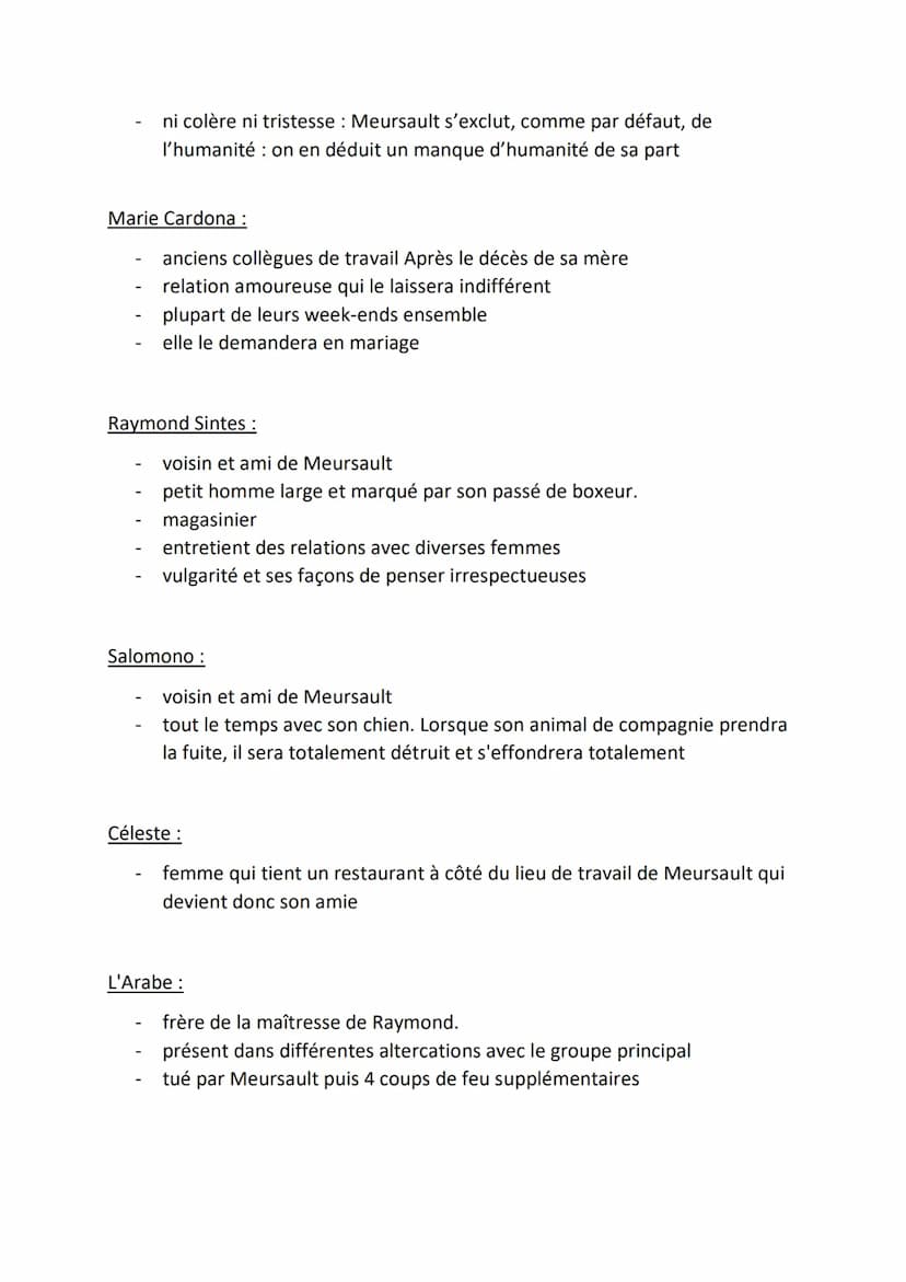 FICHE DE LECTURE : L'ETRANGER, CAMUS
(1942)
Résumé :
PREMIÈRE PARTIE
Chapitre I
L'action se situe à Alger, dans les années trente. Meursault