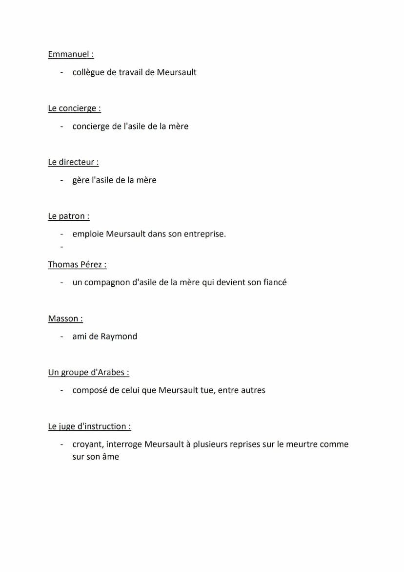 FICHE DE LECTURE : L'ETRANGER, CAMUS
(1942)
Résumé :
PREMIÈRE PARTIE
Chapitre I
L'action se situe à Alger, dans les années trente. Meursault
