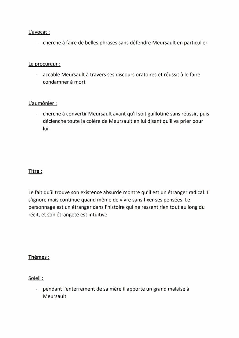 FICHE DE LECTURE : L'ETRANGER, CAMUS
(1942)
Résumé :
PREMIÈRE PARTIE
Chapitre I
L'action se situe à Alger, dans les années trente. Meursault