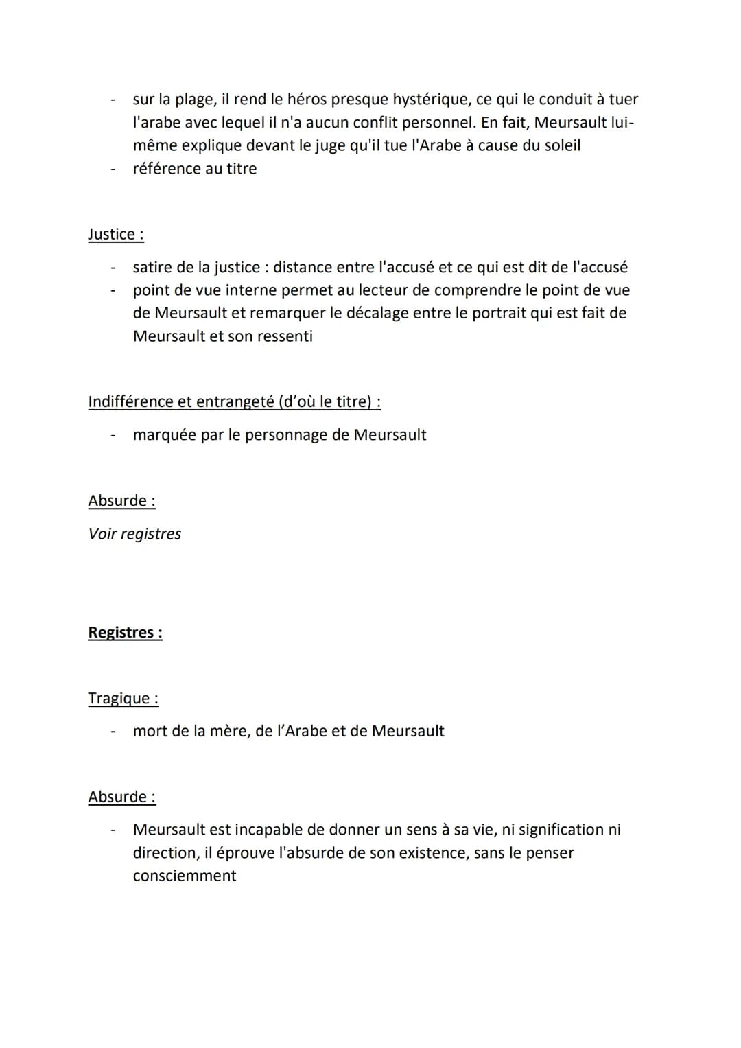 FICHE DE LECTURE : L'ETRANGER, CAMUS
(1942)
Résumé :
PREMIÈRE PARTIE
Chapitre I
L'action se situe à Alger, dans les années trente. Meursault