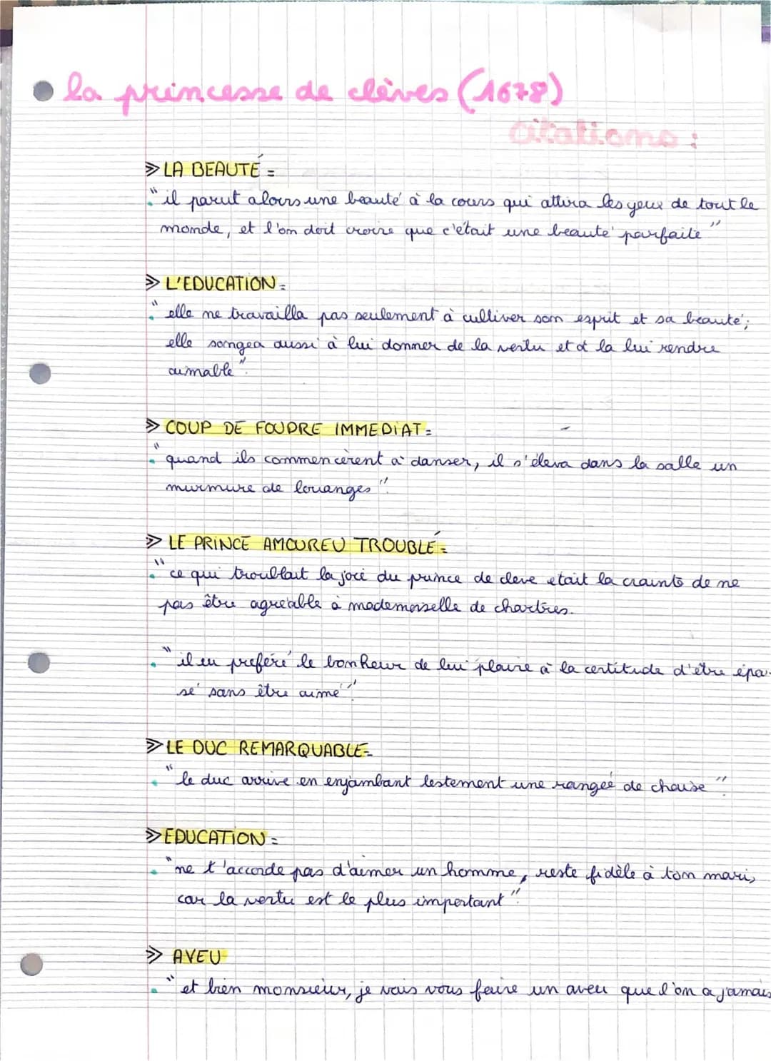Citations et Morale de La Princesse de Clèves - Thèmes Principaux et Avis