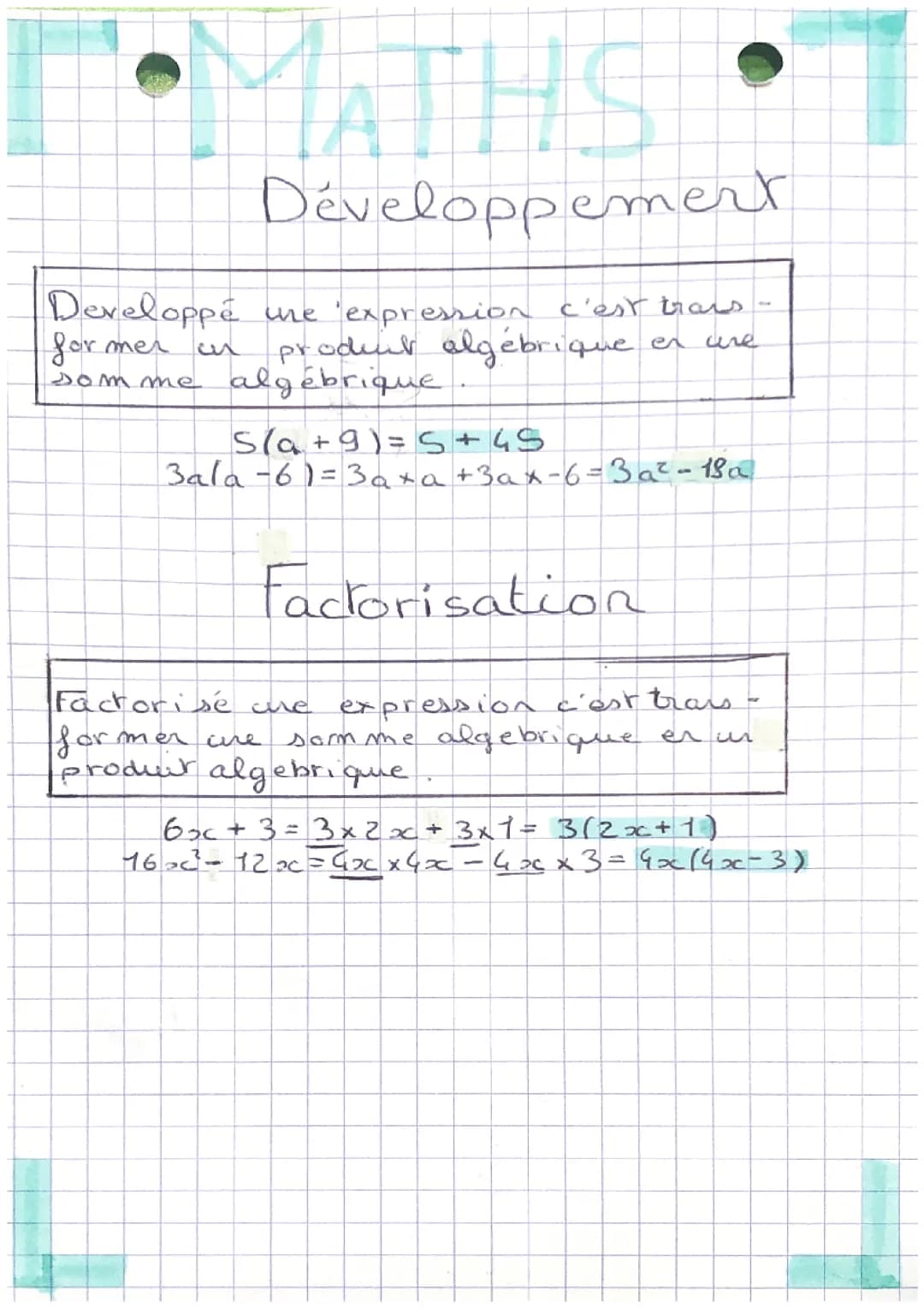 Développement et factorisation