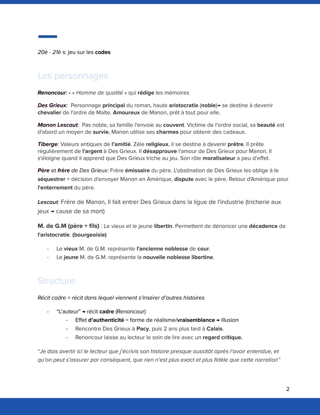 Fiche de lecture: personnages
en marge, plaisir du
romanesque
Manon Lescaut Introduction
1. Titre
Manon Lescaut (1731): roman de l'Abbé de P