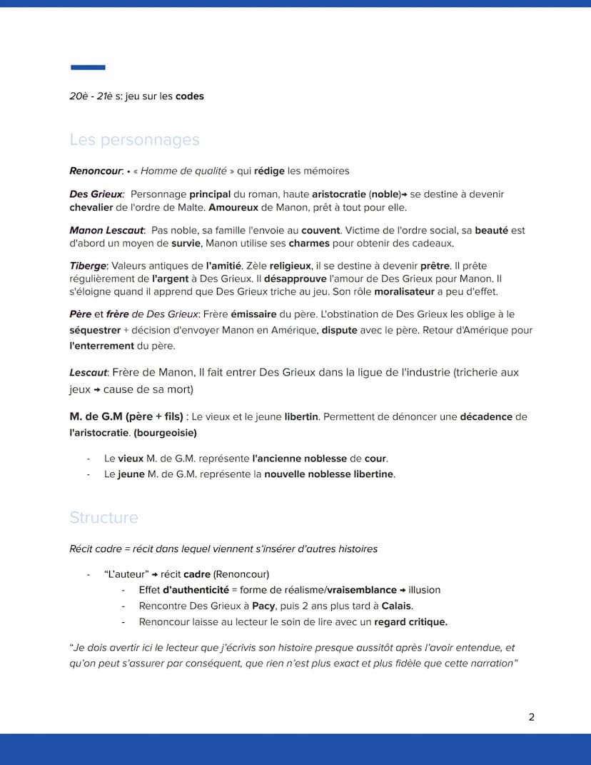 Fiche de lecture: personnages
en marge, plaisir du
romanesque
Manon Lescaut Introduction
1. Titre
Manon Lescaut (1731): roman de l'Abbé de P
