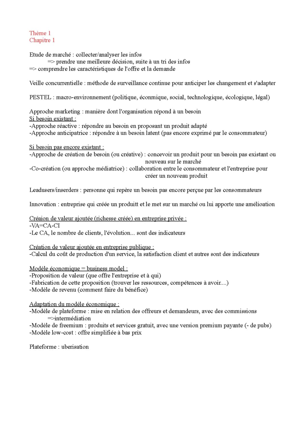Fiche de révision Management Terminale STMG PDF - Chapitres 1, 6 et 8