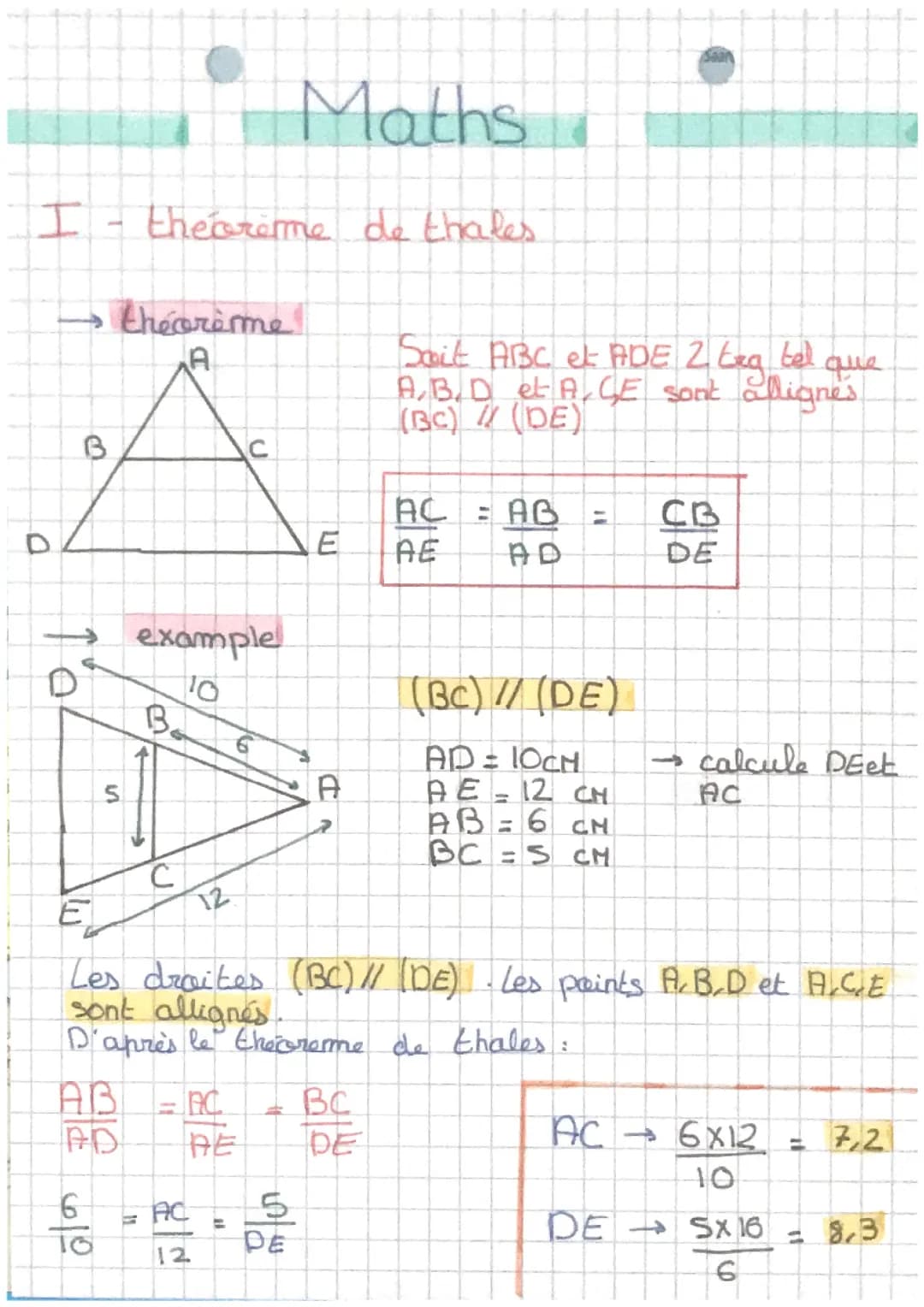 Fiche de révision théorème de thales 